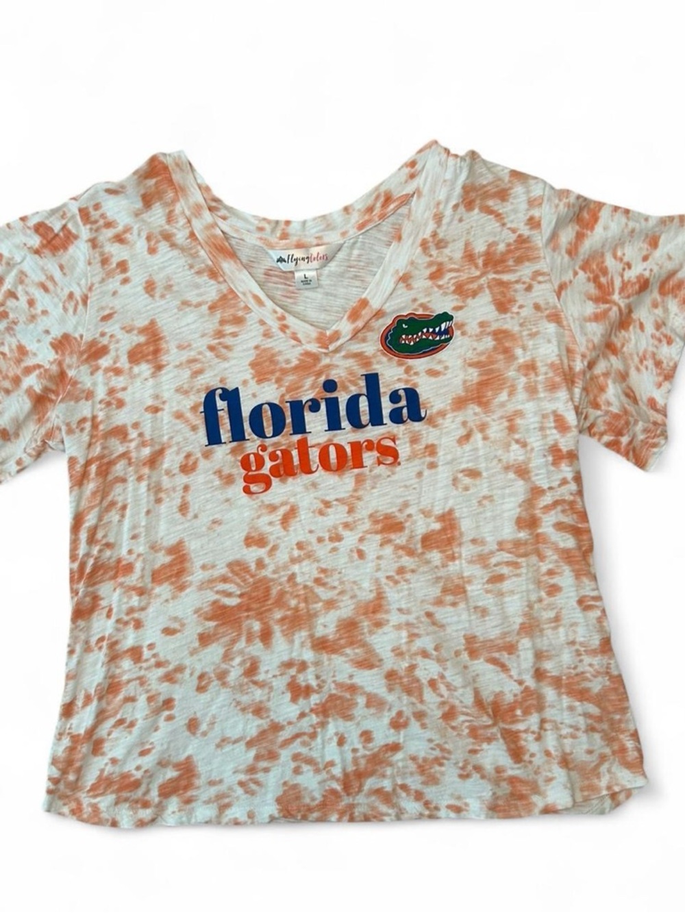 University of Florida Gators tie-dye orange and blue flutter sleeve top Size L